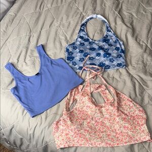 Floral and Blue Women's Tops Set
